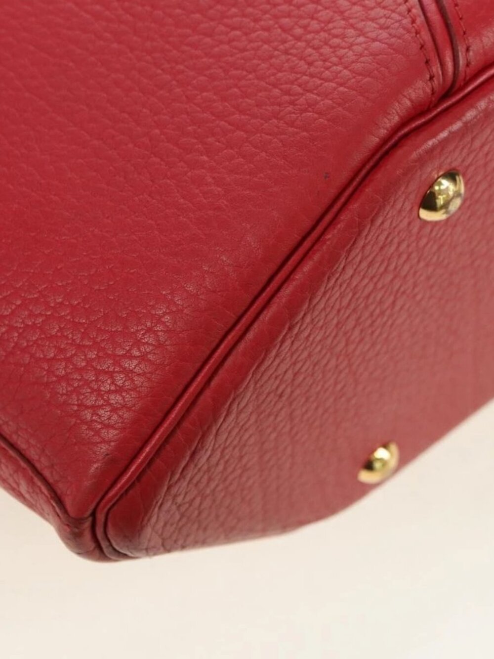 HERMES Ildvo Hand Bag Leather Red Gold Auth bs34829V - Picture 13 of 16